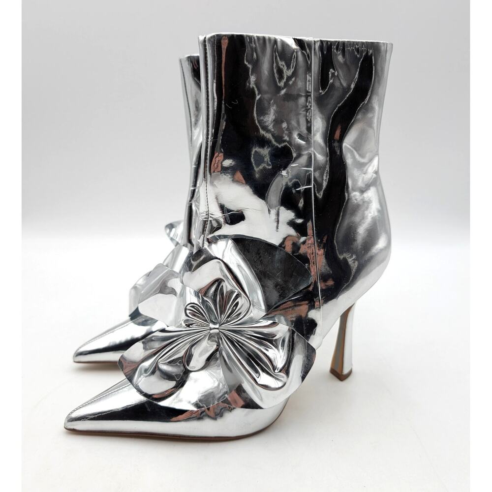 Sam Edelman Esmae Pointed Toe Ankle Bootie Women's Silver Size US7.5 EU38